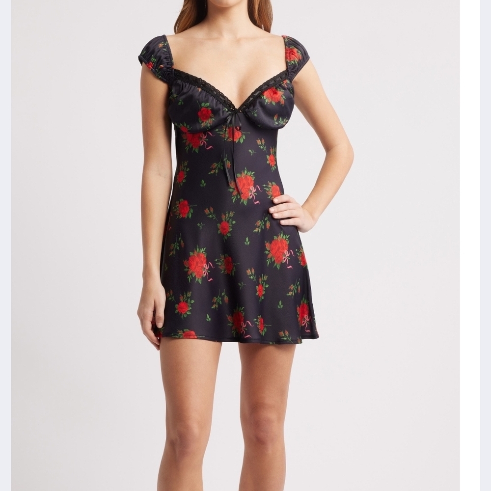 Rare London Black Floral Dress